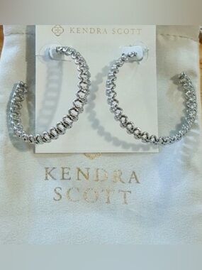 NEW Kendra Scott Fallyn Silver Rope-Textured Hoop Earrings